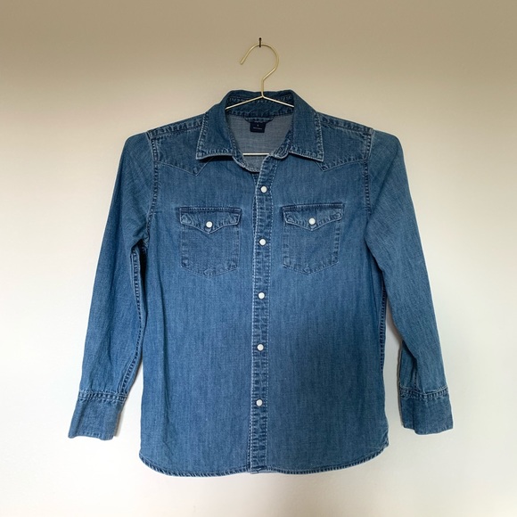 Gap Boys Chambray Shirt Blue Size L - Picture 2 of 7